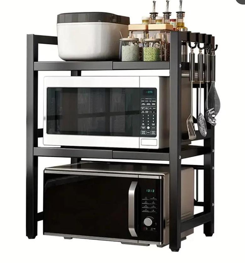 Double layer Heavy-duty Adjustable Microwave Stand. image