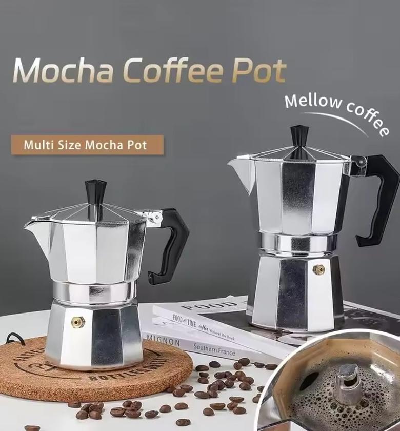 600ml Aluminum Moka Pot Stovetop Espresso Maker - 12 Cup Large Mocha Pot for Gas & Electric Stoves - XL Coffee Brewer image