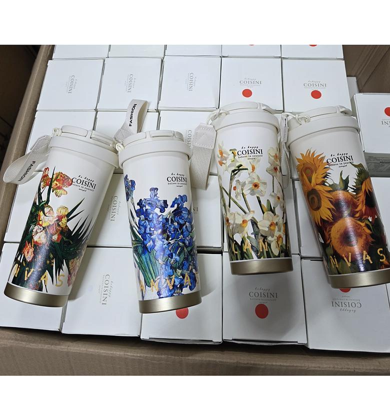 Flower Pattern Thermal Travel Tumbler – 520ml image