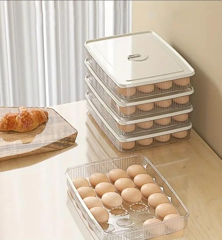 Stackable 24-Grid Egg Storage Box with Lid & Slide-Out Design image