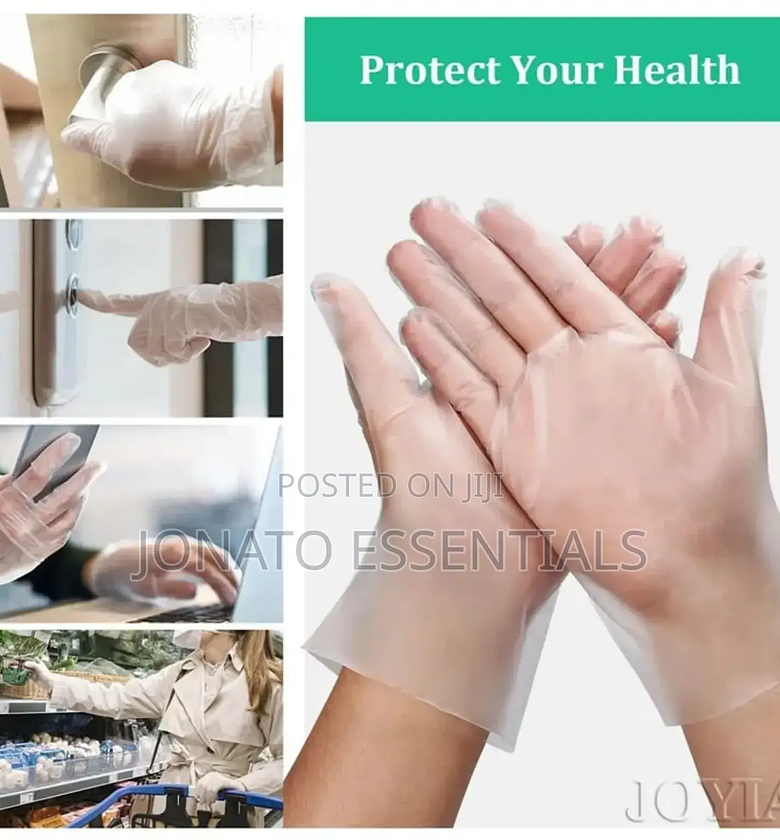 100pc Disposable Clear Vinyl Gloves, Powder Free image