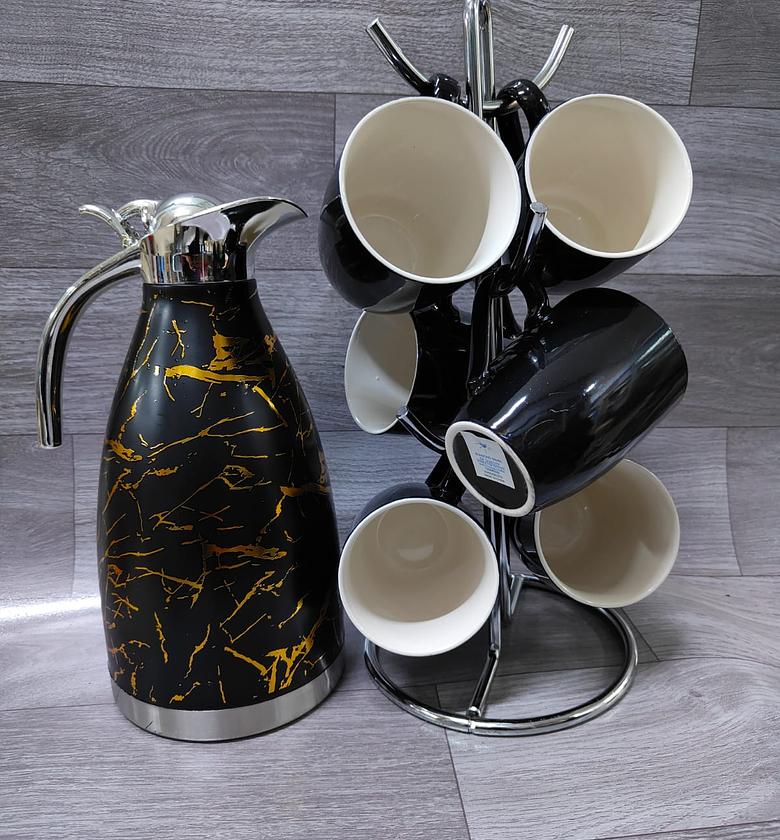 Tea set 2L Marble Thermos  and 6pcs Mugs  image