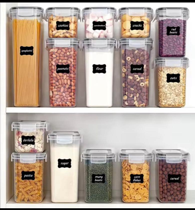 16pcs Airtight Food Storage Container Set with Measuring Cups & Labels image