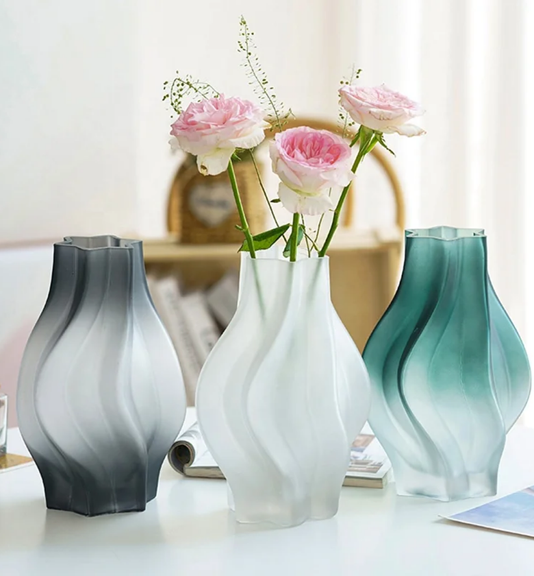 Modern Wave Glass Flower Vase - 30cm Height  image