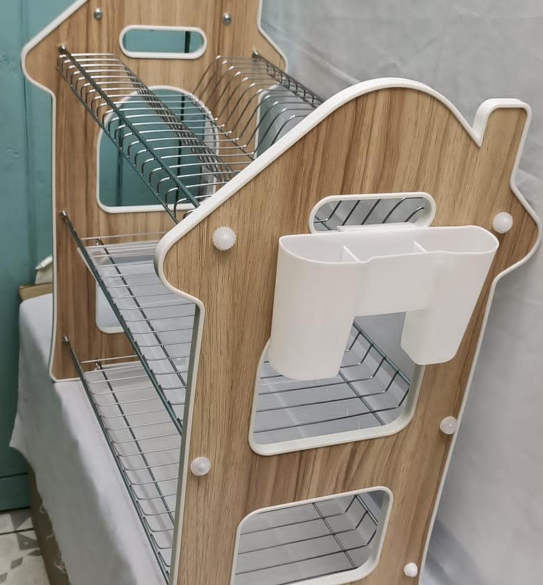 Dish rack 3 layer wooden  Available in Brown and Black image