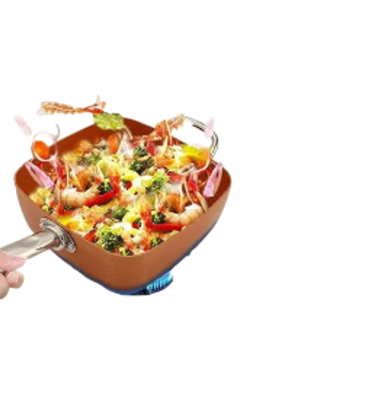 All-purpose Rectangular Non Stick Copper Pan Long Handle image