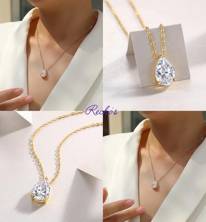 Tear drop crystal necklace image