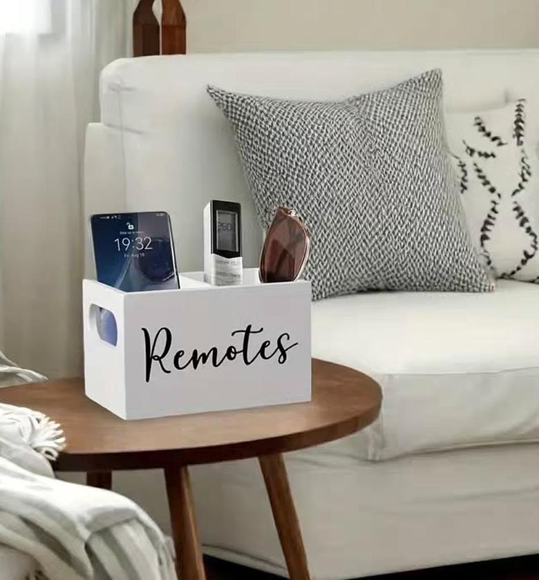 Stylish Dual-Compartment Remote Control Organizer Box image
