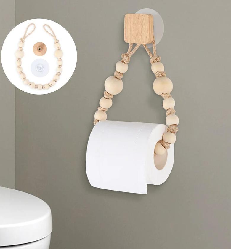 Nail-free Sticker Towel Rack Bathroom Wooden Hook image