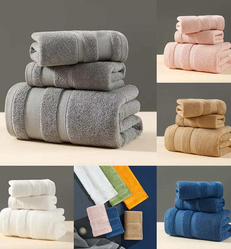 Luxury 100% Cotton 3-Piece Bath Towel Set Super Absorbent Lint-Free Soft Spa Towels for Home & Airbnb image