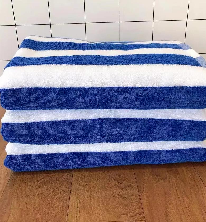 Cabana Cotton Pool Towels – Blue & White Stripes image