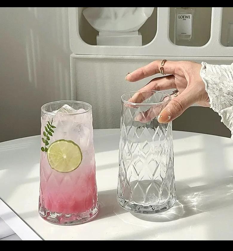 6pc Elegant Diamond-Cut Highball Glass – 400ml image