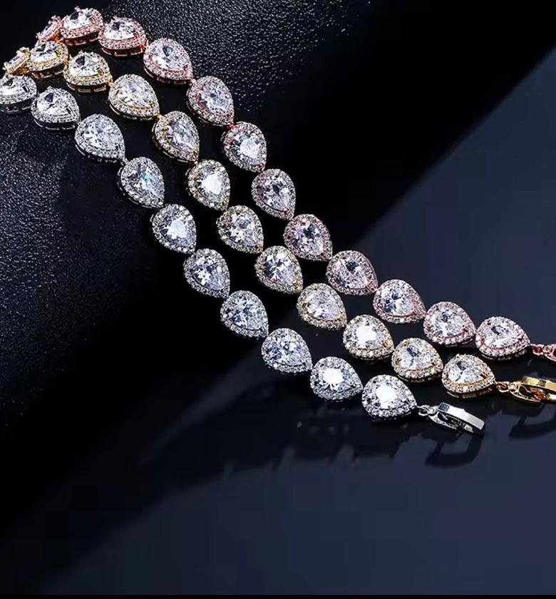 Regal Teardrop Halo Chain Bracelet image
