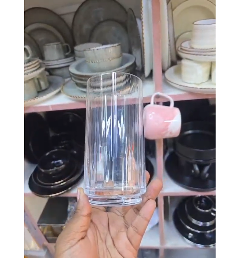 Custom 500ml Vertical Ribbed Highball Water Glassware-(4pcs) image