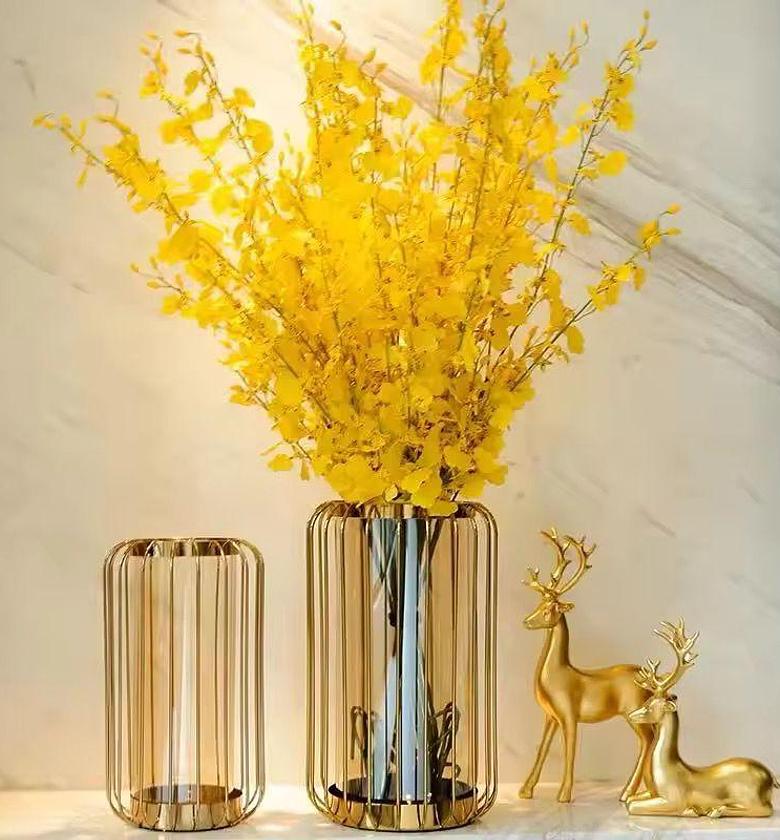Modern Nordic luxury home decor contemporary metal bird cage shape flower glass vase image