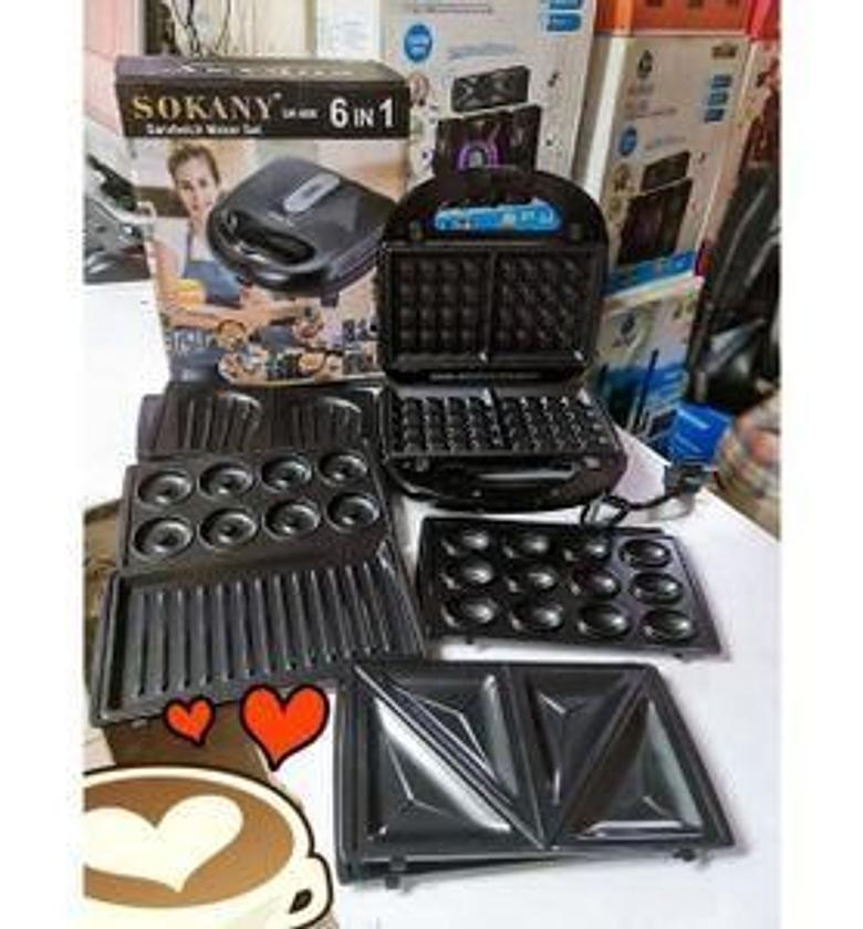 6in 1 Sandwich Maker. Sokany 6-in-1 Multi-Function Sandwich Maker – Grill, Waffle & Toaster image