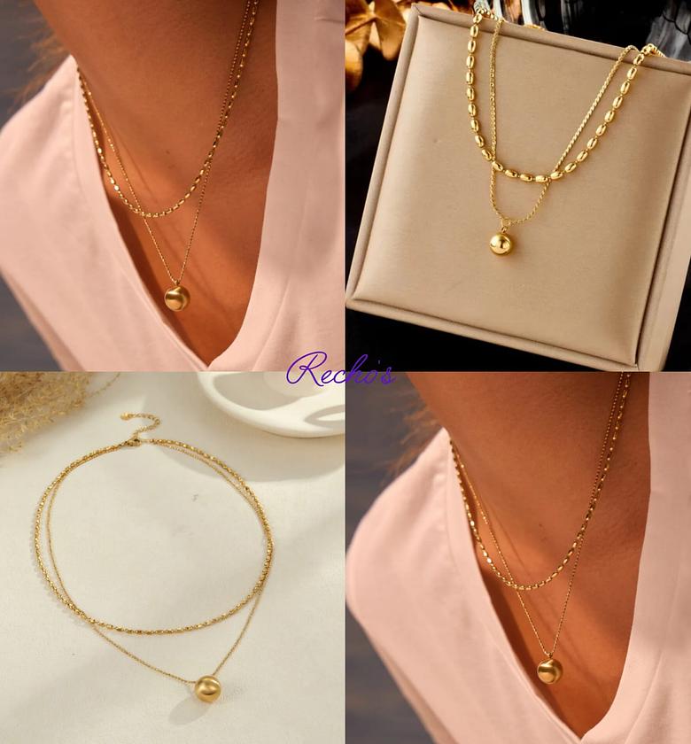 Round ball layered necklace image