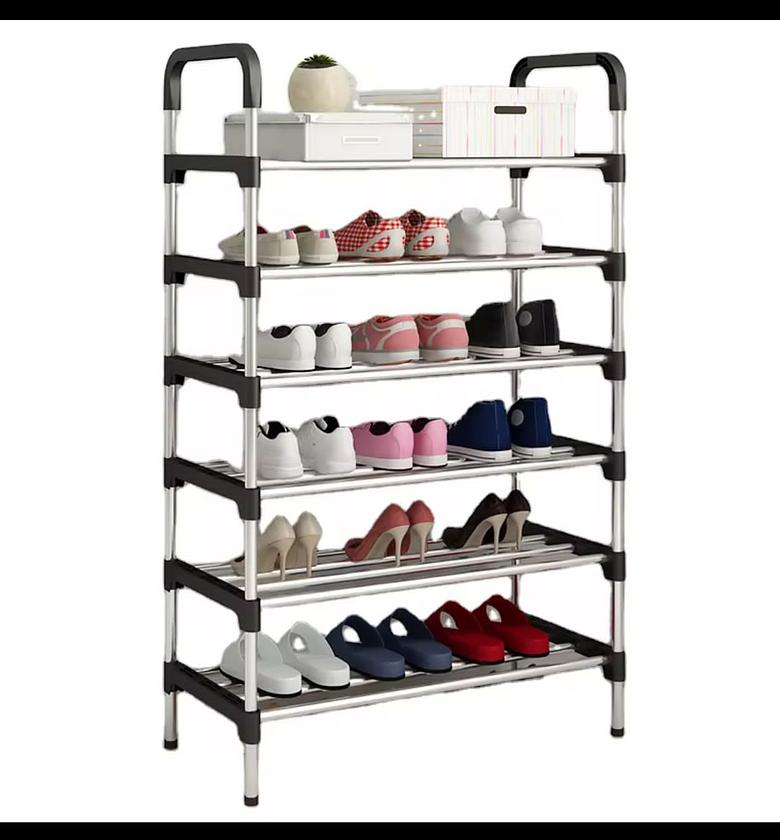 Shoe Rack. 6 Layers Metallic Shoe Rack Organizer- Easy To Assemble & Detach image