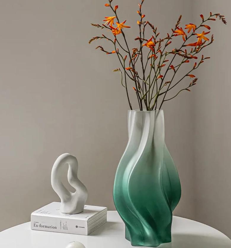 Modern Wave Glass Flower Vase - 32cm Height  image