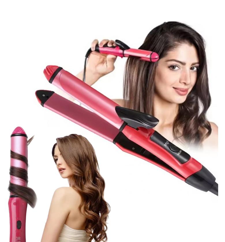 2 in 1 Professional Ceramic Hair Straightener and Curler Iron for Instant Styling, Salon Quality Hair Styler image