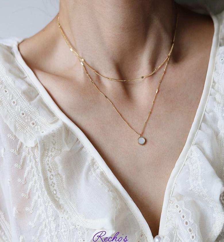 Round marble layered necklace image