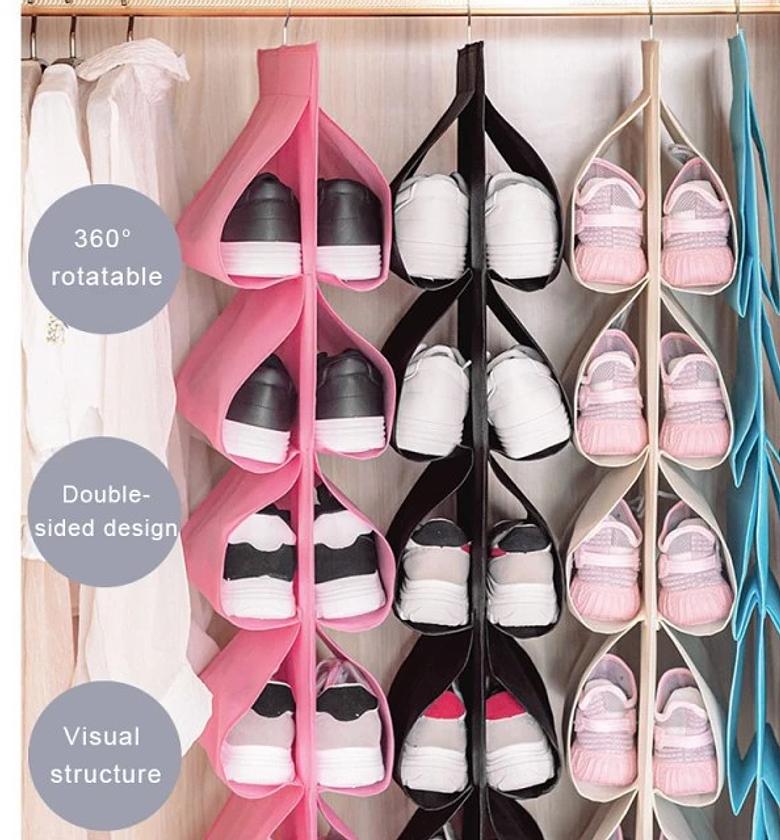 12 Grid Hanging Shoe Storage Bag, Closet Organizer image