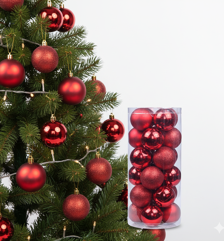 24 PCS Christmas Tree Decoration Balls or Baubles Set, Ornaments image