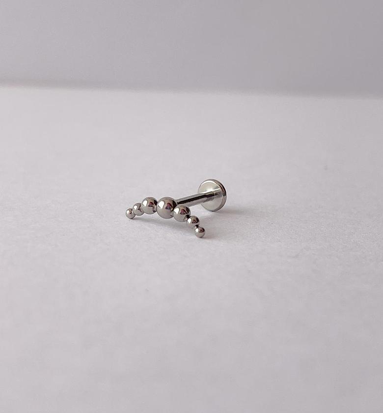 Curved Labret Cartilage Stud with Micro Ball image