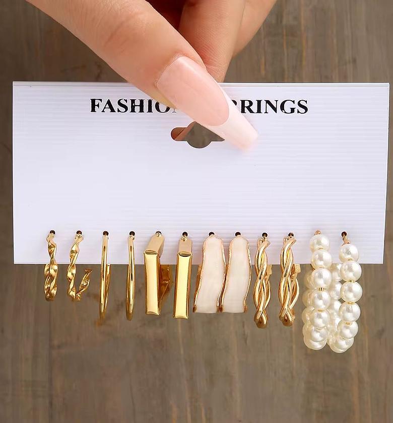 The Golden Horizon & Pearl Cascade Hoop Collection image