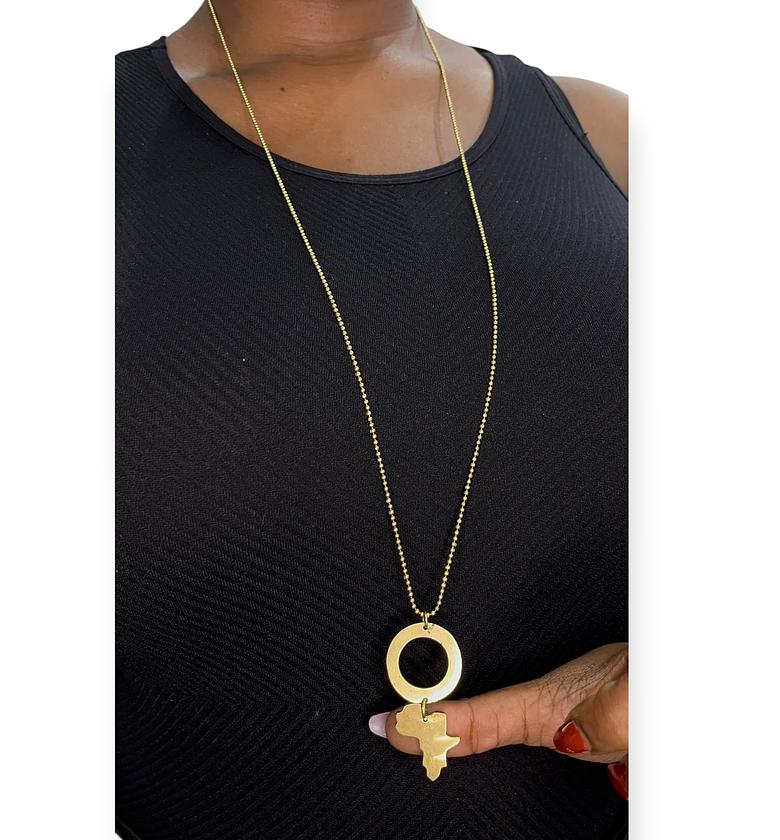 Chike Long Brass Necklace image