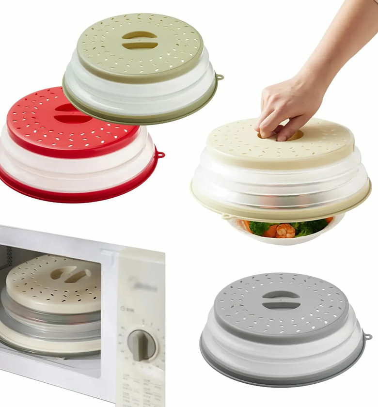 Collapsible Food Grade Silicone Microwave Food Cover with Steam Vents image