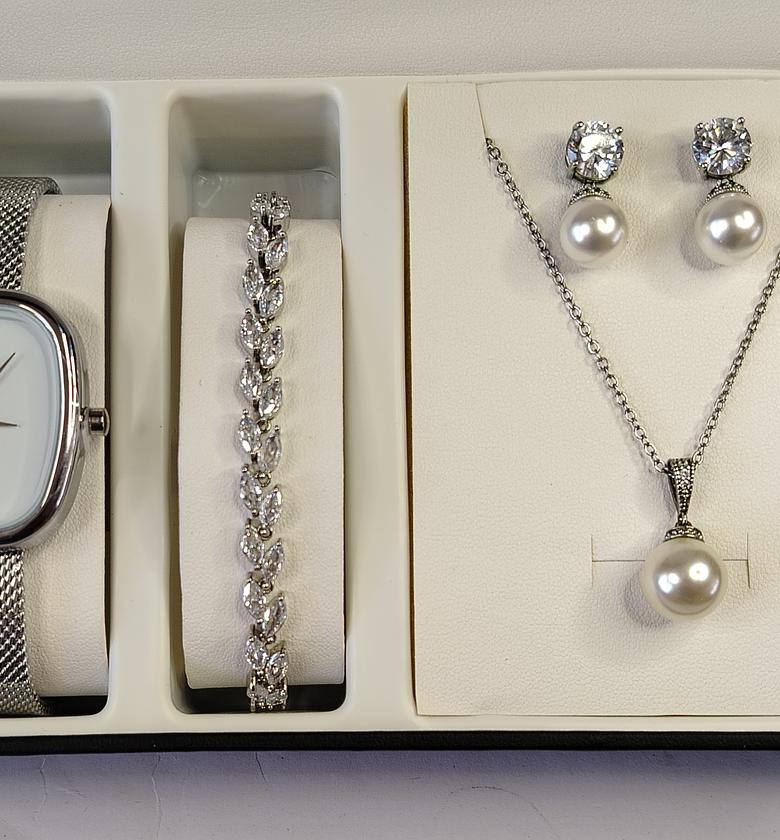 Pearl jewelry set & watch gift set image
