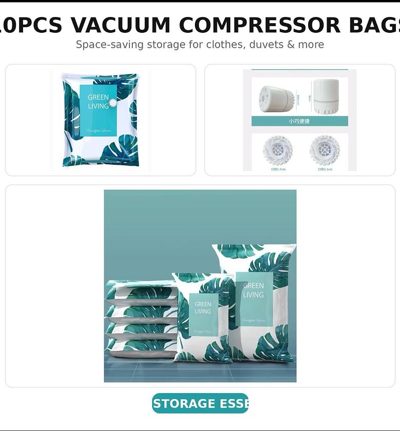 Vacuum compression storage bags image
