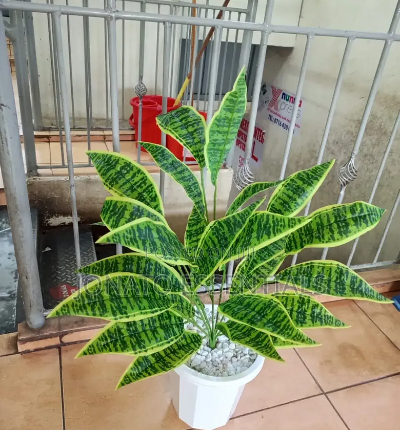 Artificial Plant With Pot and Pebbles image