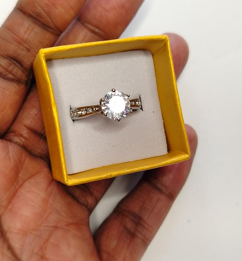 Stainless steel zirconia diamond hypoallergenic engagement ring  image