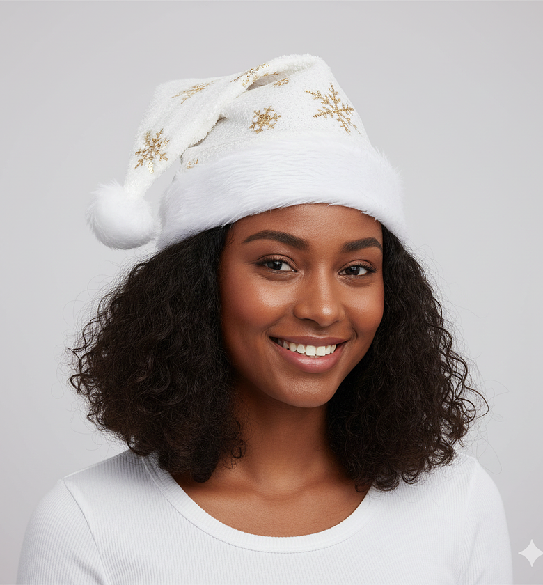 White Gold Sequin Christmas Hat image