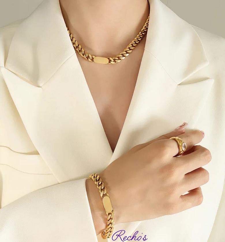 Chain bracelet and necklace set image