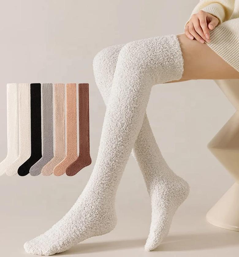 Winter Warm Coral Fleece Over-knee High Socks image