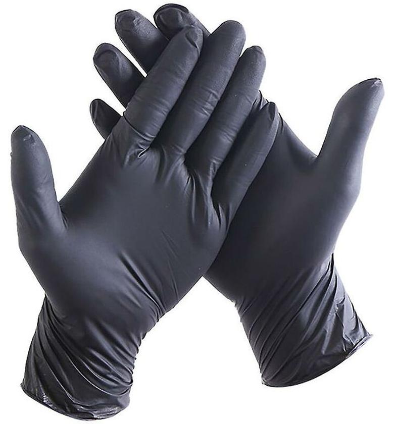100Pcs Black Nitrile Disposable Gloves - Powder-Free Food Grade & Salon Protection - Heavy Duty Gloves image