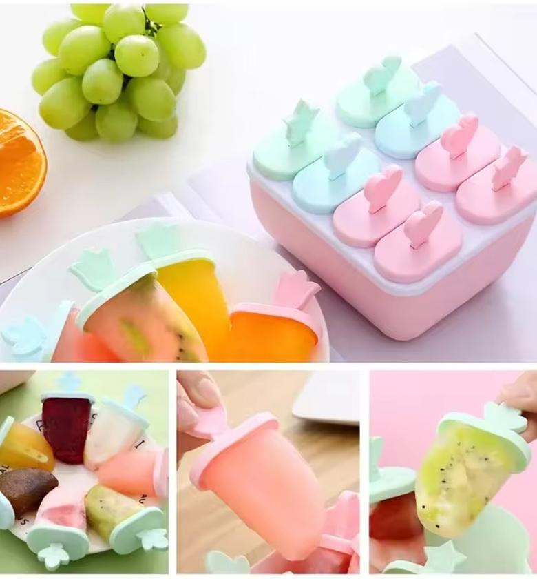 8-Cell Mini Silicone Popsicle Maker & DIY Ice Cream Mold for Kids - Healthy Homemade Snack Tray image