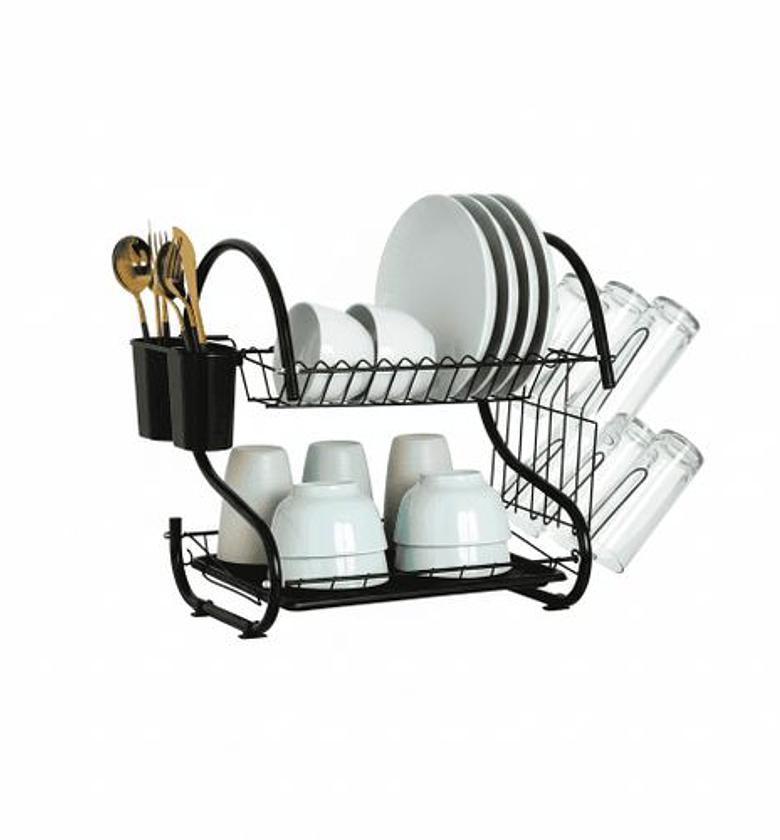 Dish Rack. Rashnik 16" 2 Layer Stainless Dish Drainer image