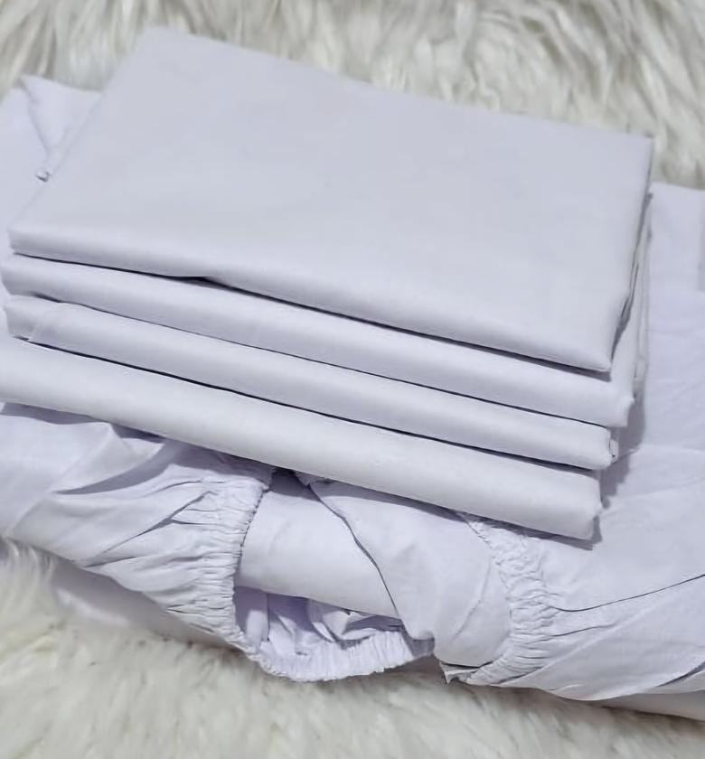 Pure Cotton White Bedsheet Set – King & Extra King Size image
