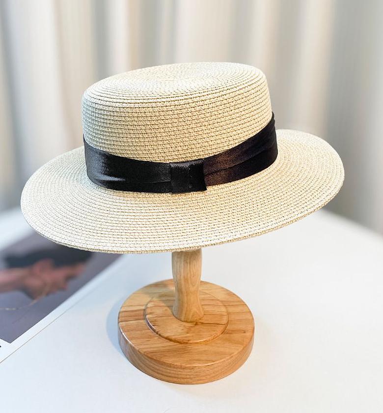The Riviera Chic Boater Hat with Luminous Ribbon image