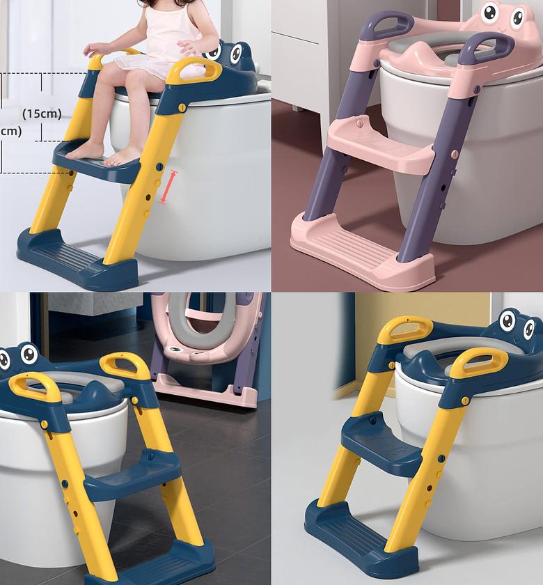 Adjustable Frog Potty Training Seat with Step Stool Ladder & Handles – Non-Slip Toddler Toilet Trainer for Kids image