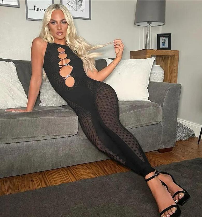 Bodycon Full Bodystockings For Women See Through Jumpsuit for Women- Sleeveless Clubwear image