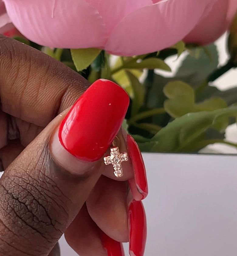  Pave Faith Cross Flat Back Stud image