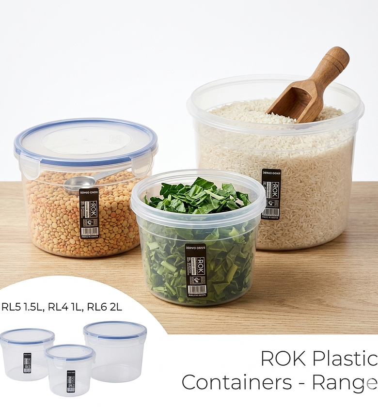 Rok Airtight Plastic Food Storage Container with Klip Lock - Available in 1L, 1.5L, & 2L Sizes - Durable Food Grade Kitchen Organizer image