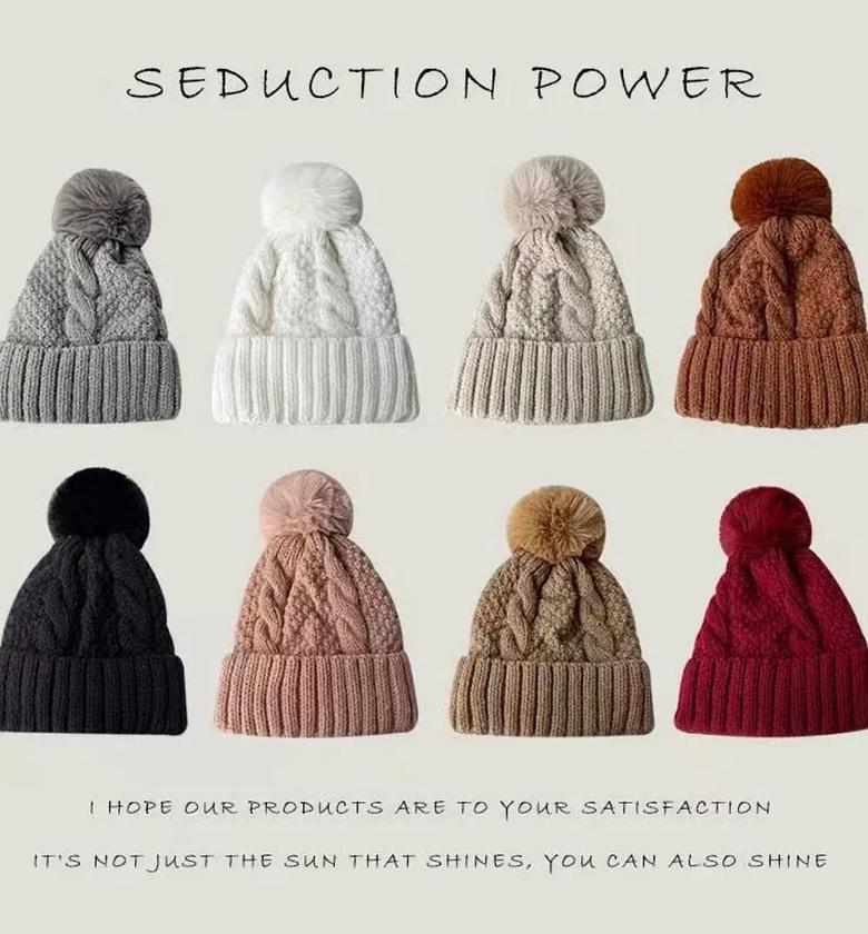 Winter Knitted Hat Fleece Lined Warm image