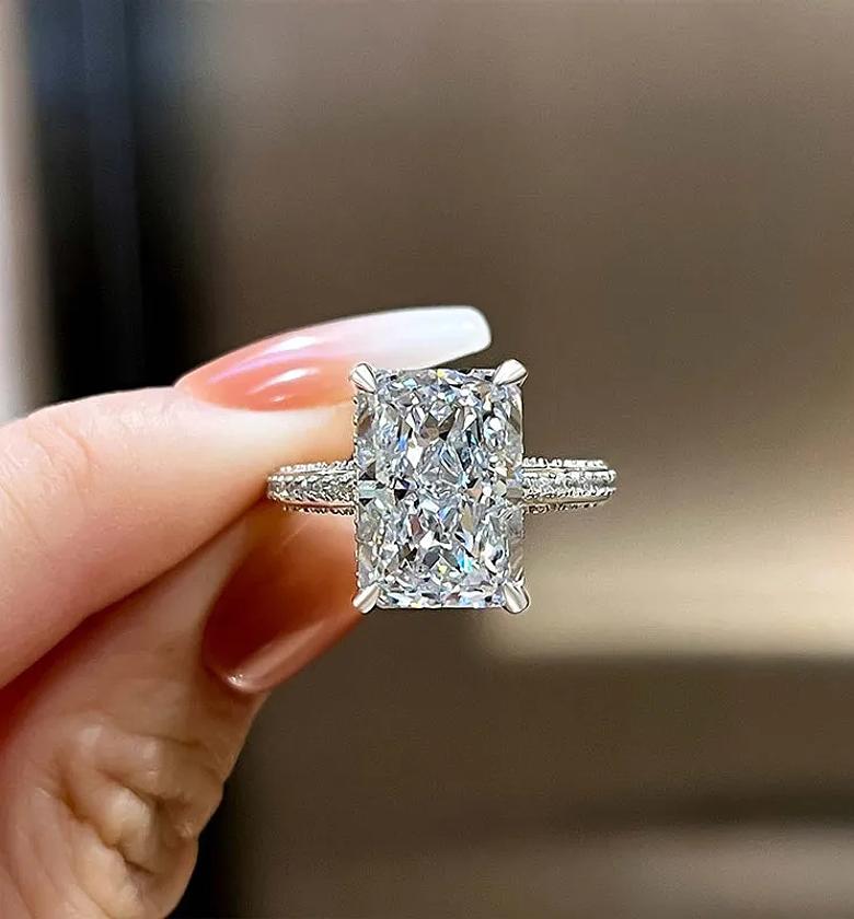 Cushion cut cubic zirconia fashion ring image