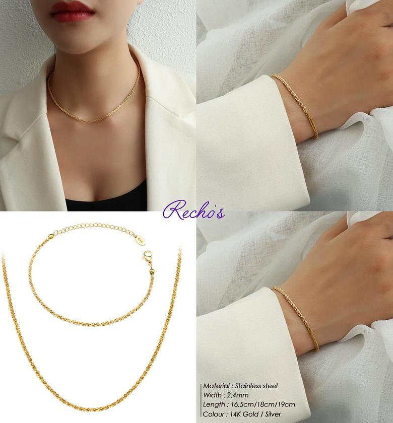 Rope chain bracelet and necklace set  image